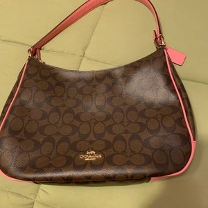 Coach Choclate and Pink Elle Hobo Bag